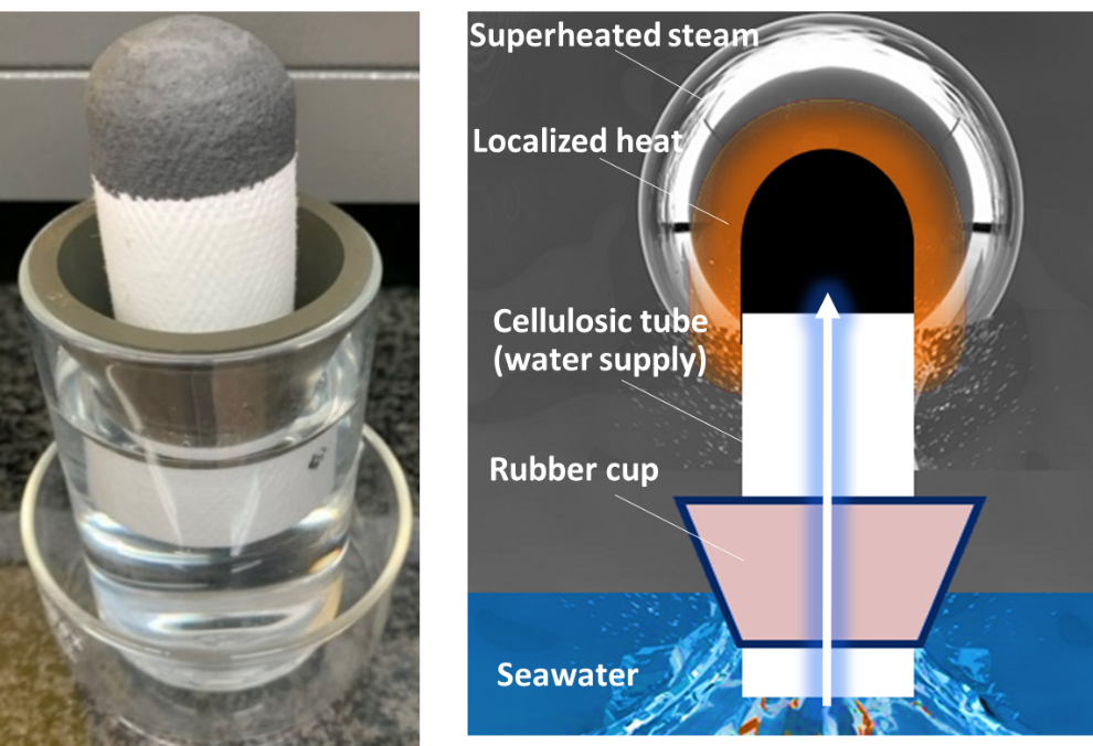 Novel solar photothermal system for seawater desalination and superheated steam generation