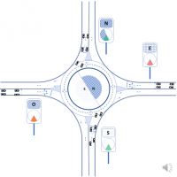 System and procedure for signaling and traffic control of roundabouts with enhanced capacity and safety and lower delays